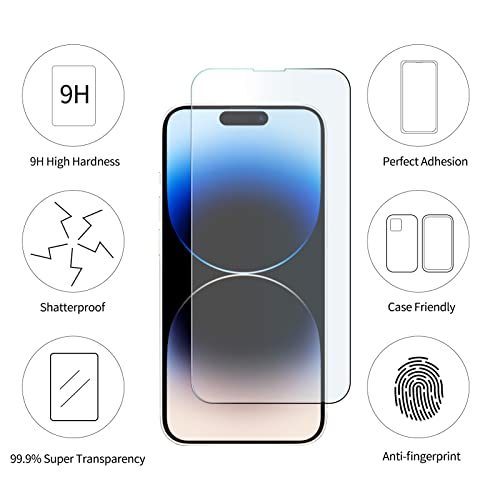 FYY (4 Packs) Screen Protector Compatible with Apple iPhone 14 Pro [6.1 Inch], iPhone 14 Pro Screen Protector with Installation Alignment Case, HD Clarity Tempered Glass Film, 9H Hardness