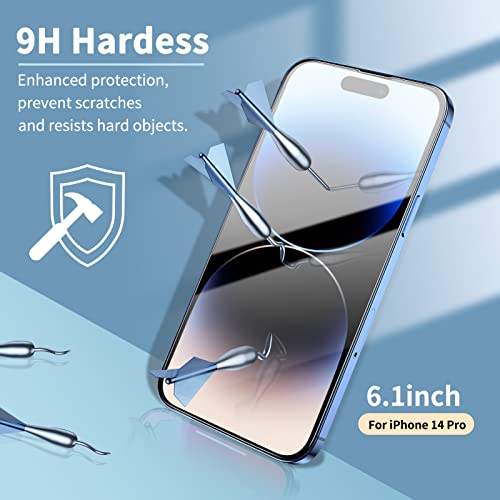 FYY (4 Packs) Screen Protector Compatible with Apple iPhone 14 Pro [6.1 Inch], iPhone 14 Pro Screen Protector with Installation Alignment Case, HD Clarity Tempered Glass Film, 9H Hardness