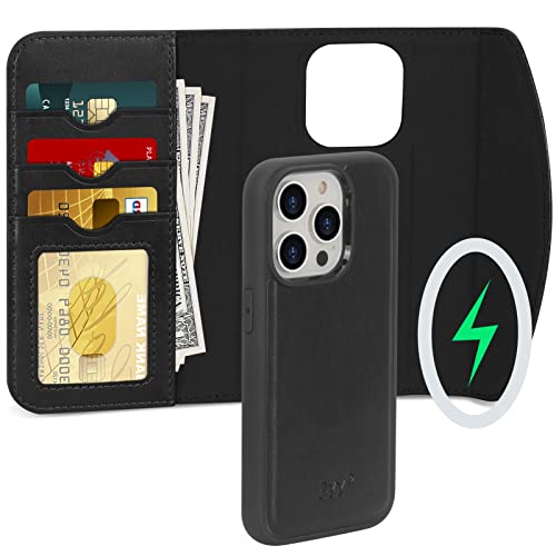 FYY 2022 iPhone 14 Pro 6.1 Case, [Compatible with Magsafe Charging] 2-in-1 Magnetic Detachable Wallet Phone Case