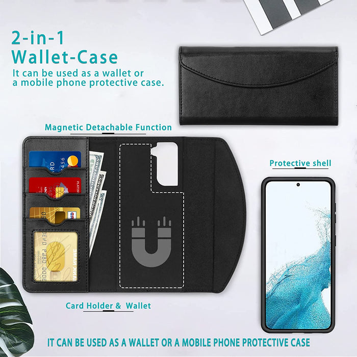 Galaxy S22+ Plus 5G Case 2-in-1 Magnetic Detachable Wallet Case