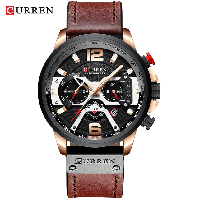 FYY Sport Watches for Men Top Brand Luxury Military Leather Wrist Watch Man Clock Fashion Chronograph Wristwatch