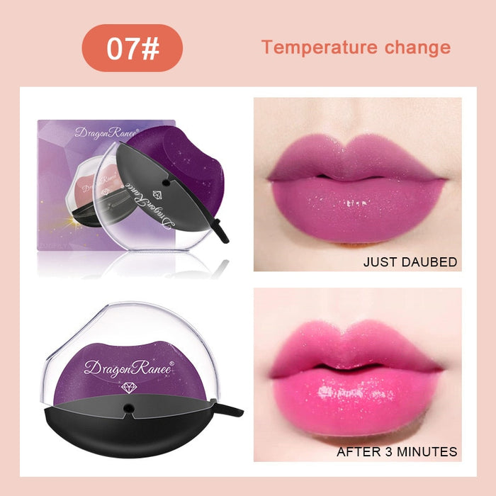 Lip-shaped Lipstick Makeup Temperature Color Changing Lazy Lipstick Velvet Matte Moisturizing Lip Gloss Waterproof Non-stick Cup
