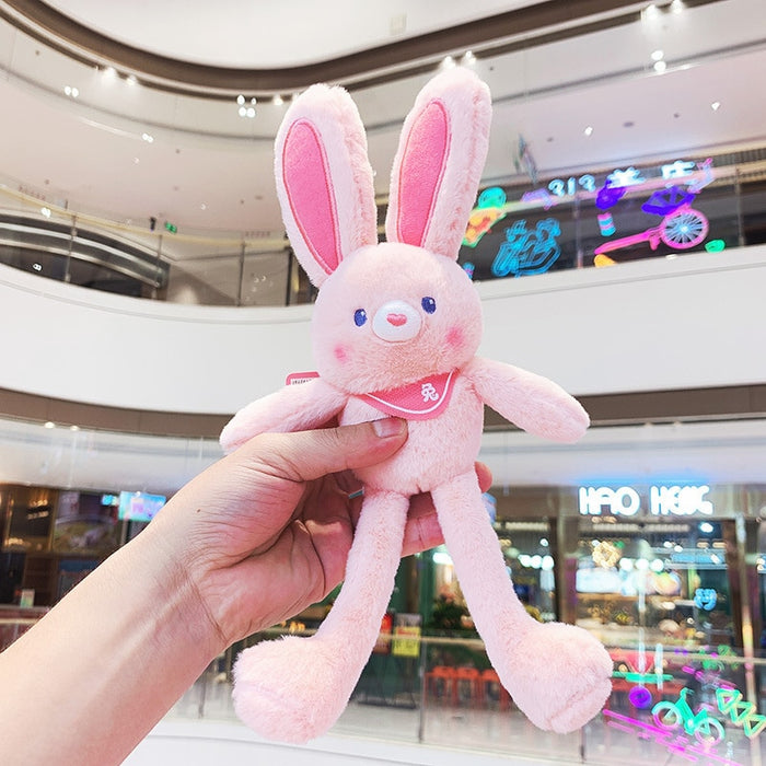 FYY Pulling Rabbit Plush Doll Key Chain Soft Stuffed Toys Keychains Plush Pulling Rabbit Pendant Schoolbag Car With Ears Bunny